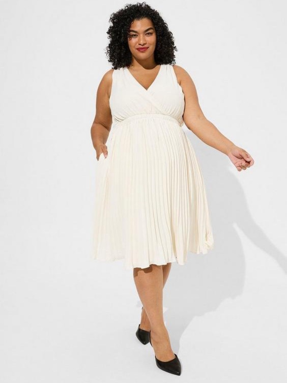 torrid Cream Marilyn Monroe Midi Surplice Tie Back Dress